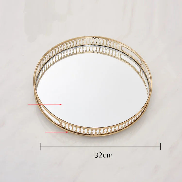 HomyAura™ Vintage Gold Mirror Tray