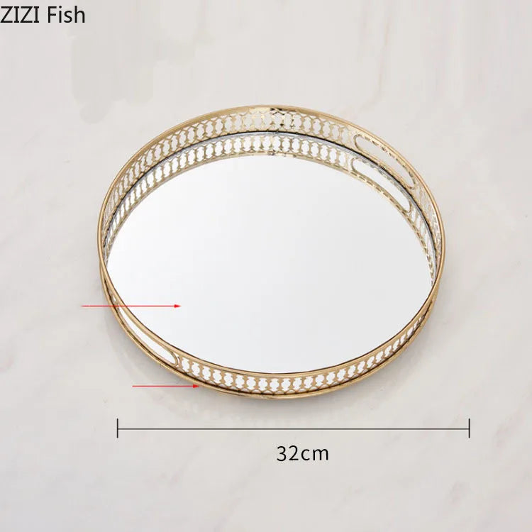 HomyAura™ Vintage Gold Mirror Tray