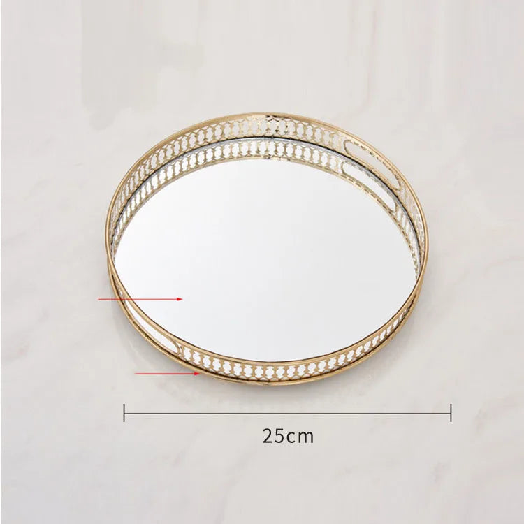 HomyAura™ Vintage Gold Mirror Tray