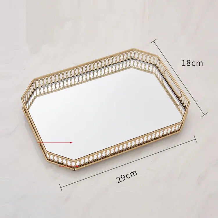 HomyAura™ Vintage Gold Mirror Tray