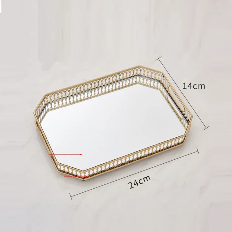 HomyAura™ Vintage Gold Mirror Tray