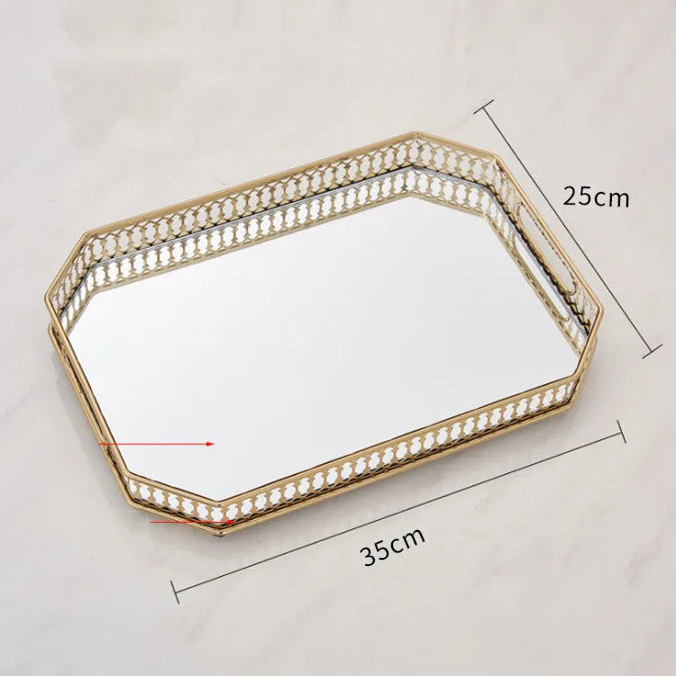 HomyAura™ Vintage Gold Mirror Tray