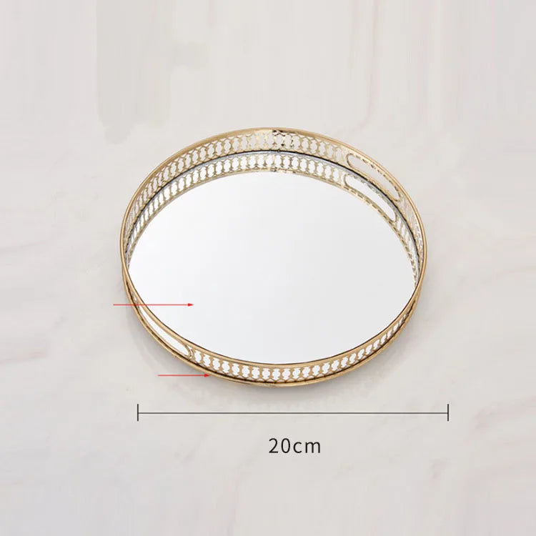 HomyAura™ Vintage Gold Mirror Tray