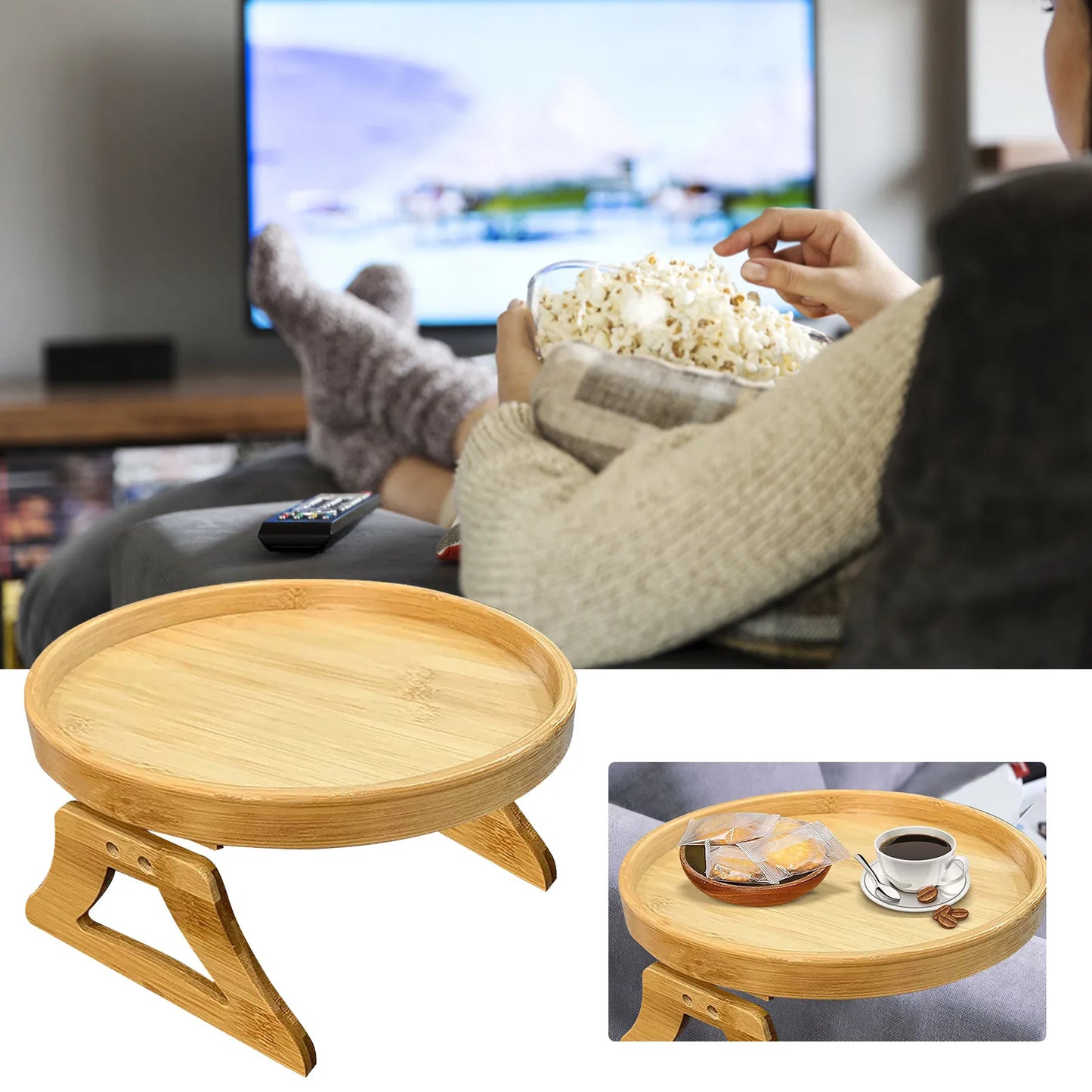 HomyBamboo™ Clip-On Sofa Tray