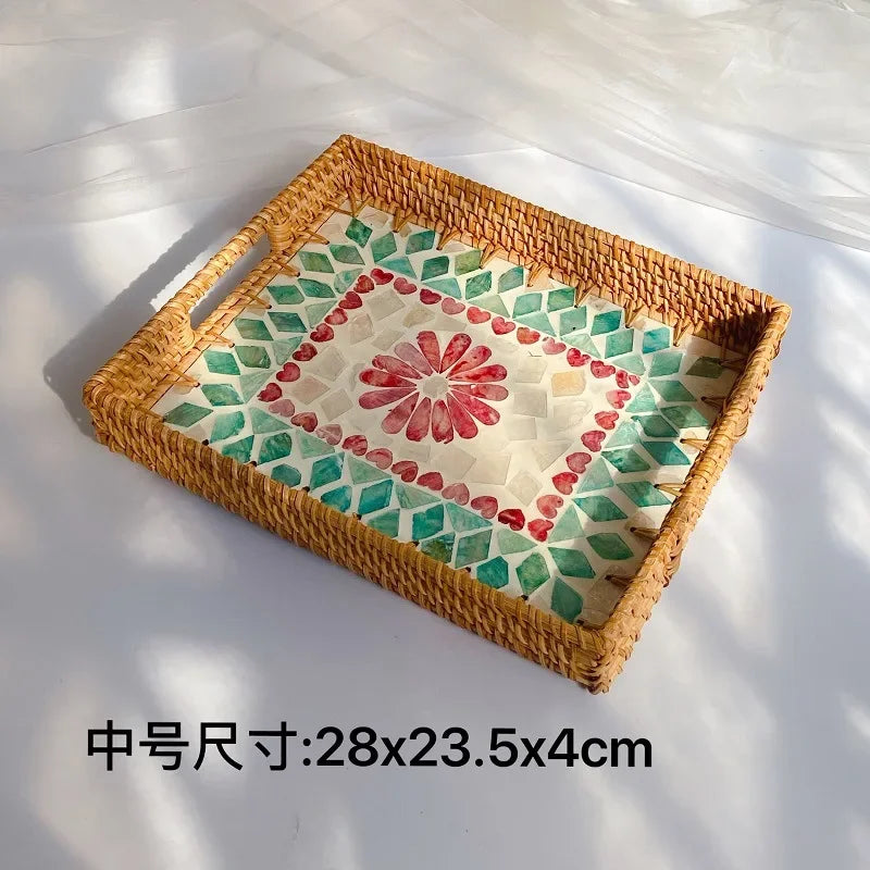 HomyWoven™ Rattan Shell Tray